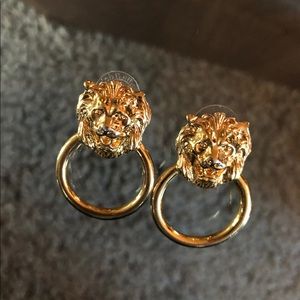 Gold Lion Earrings